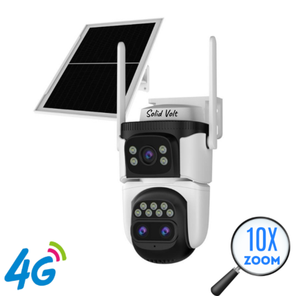 Camera Supraveghere 4G Solid Volt, 9MP, 3 Lentile HD , Zoom 10x, Waterproof IP66, Acoperire 360°, Alarma