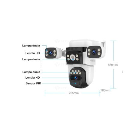 camera supraveghere speed dome pt 4g cu iluminare duala si panou solar vstarcam bg621sr pir 10 m 4x 4 mm2